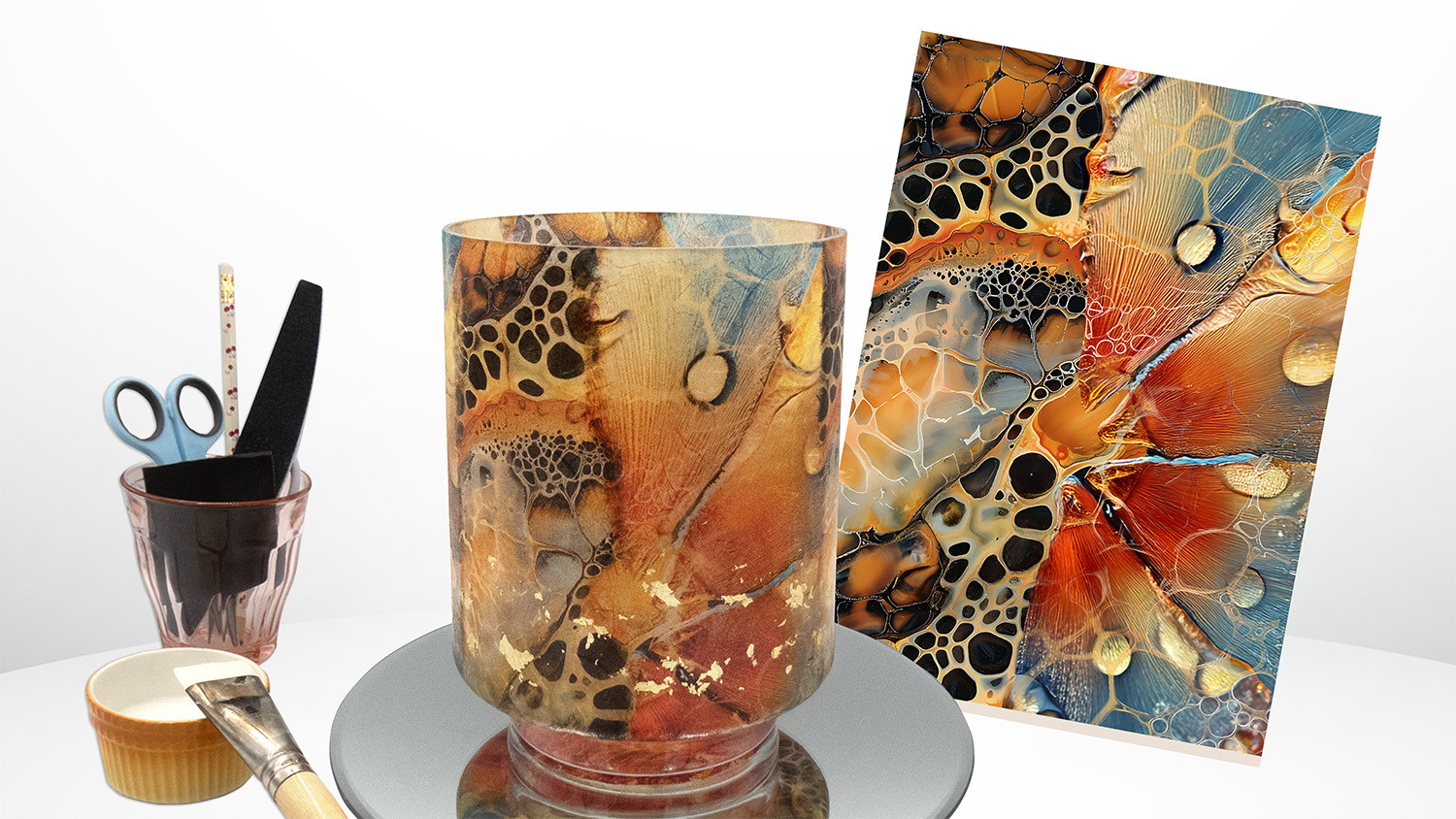 Workshop rijstpapier op glas - Foto