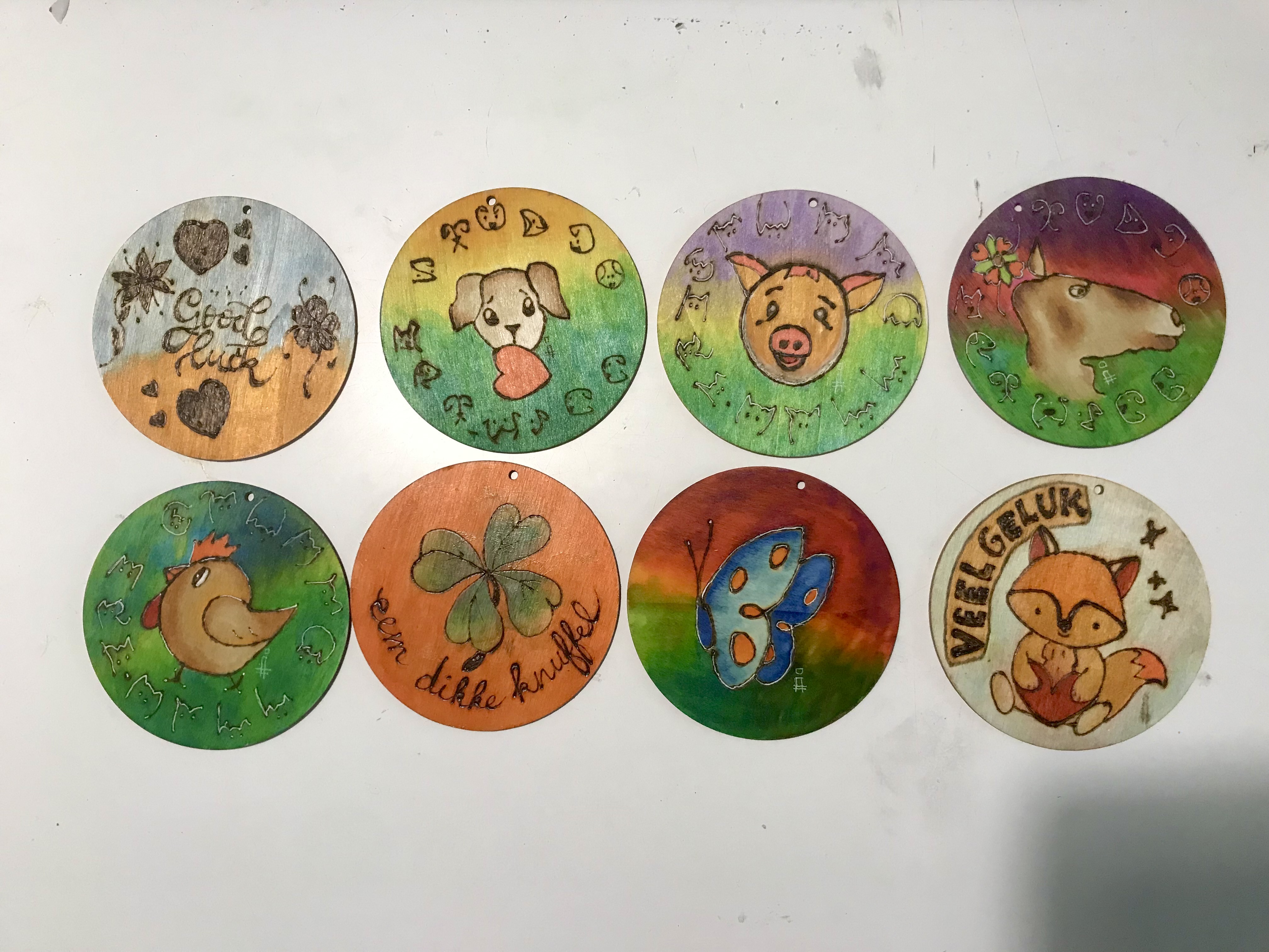 Pyrografie /houtbranden in combinatie met of zonder aquarel