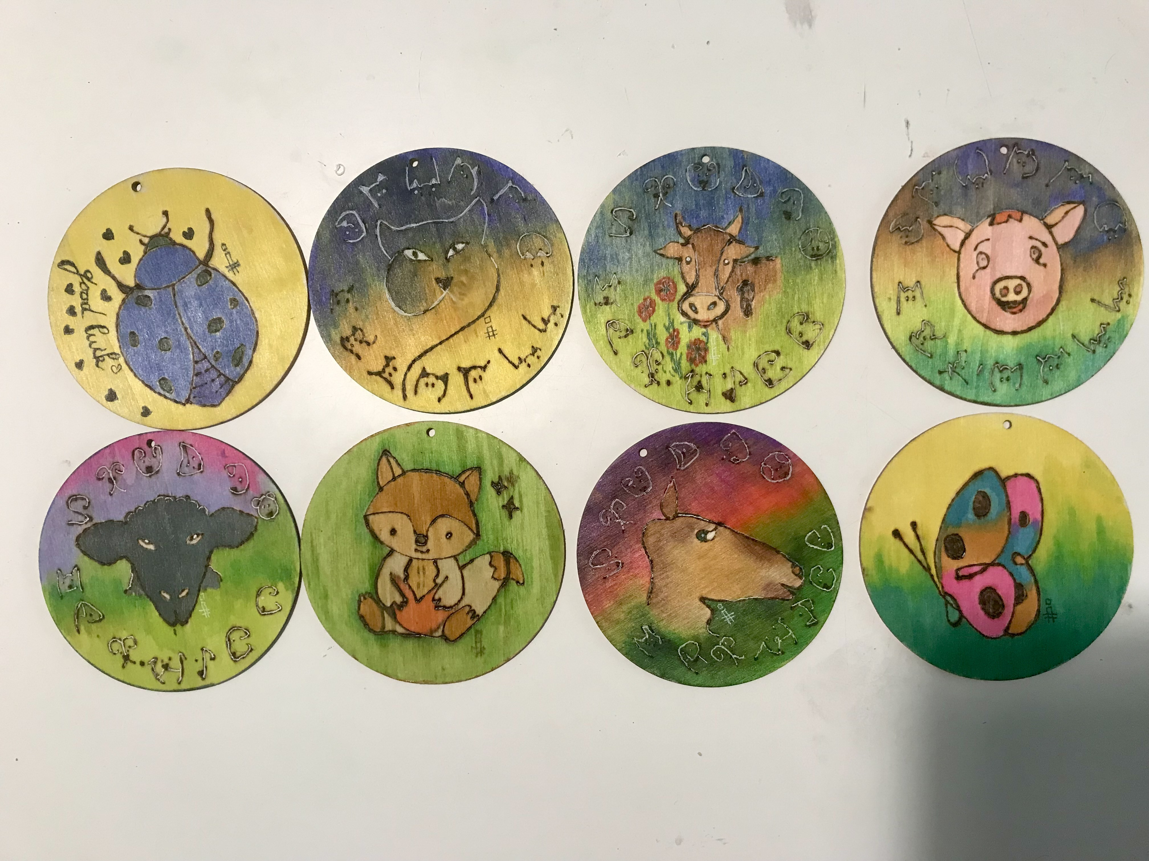 Pyrografie of houtbranden in combinatie met of zonder aquarel - Foto