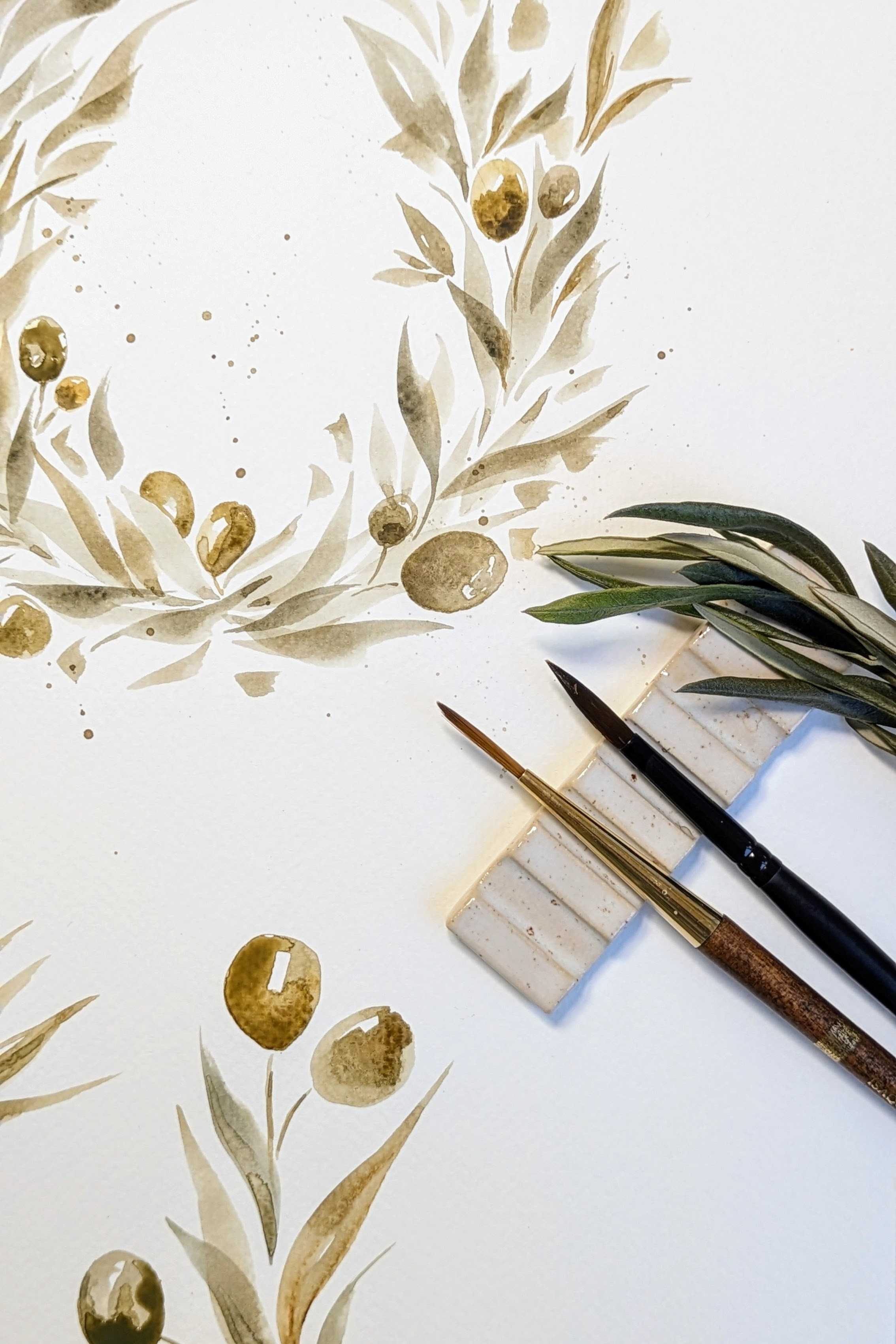 Workshop Kerstkrans Olijf/eucalyptus - Foto