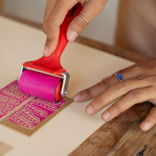 Linoprinten in groep - Foto