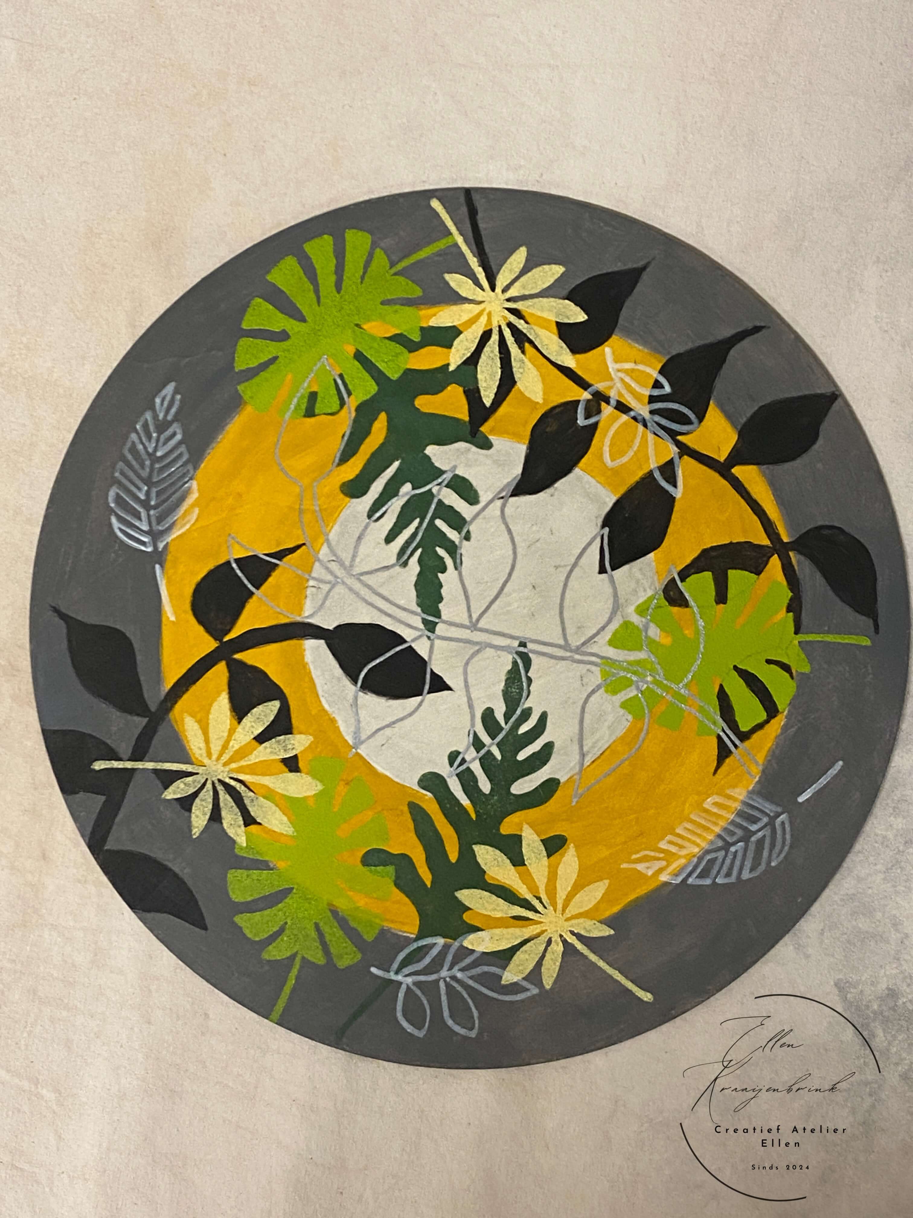 Houten muurcirkel (40cm) versieren. - Foto