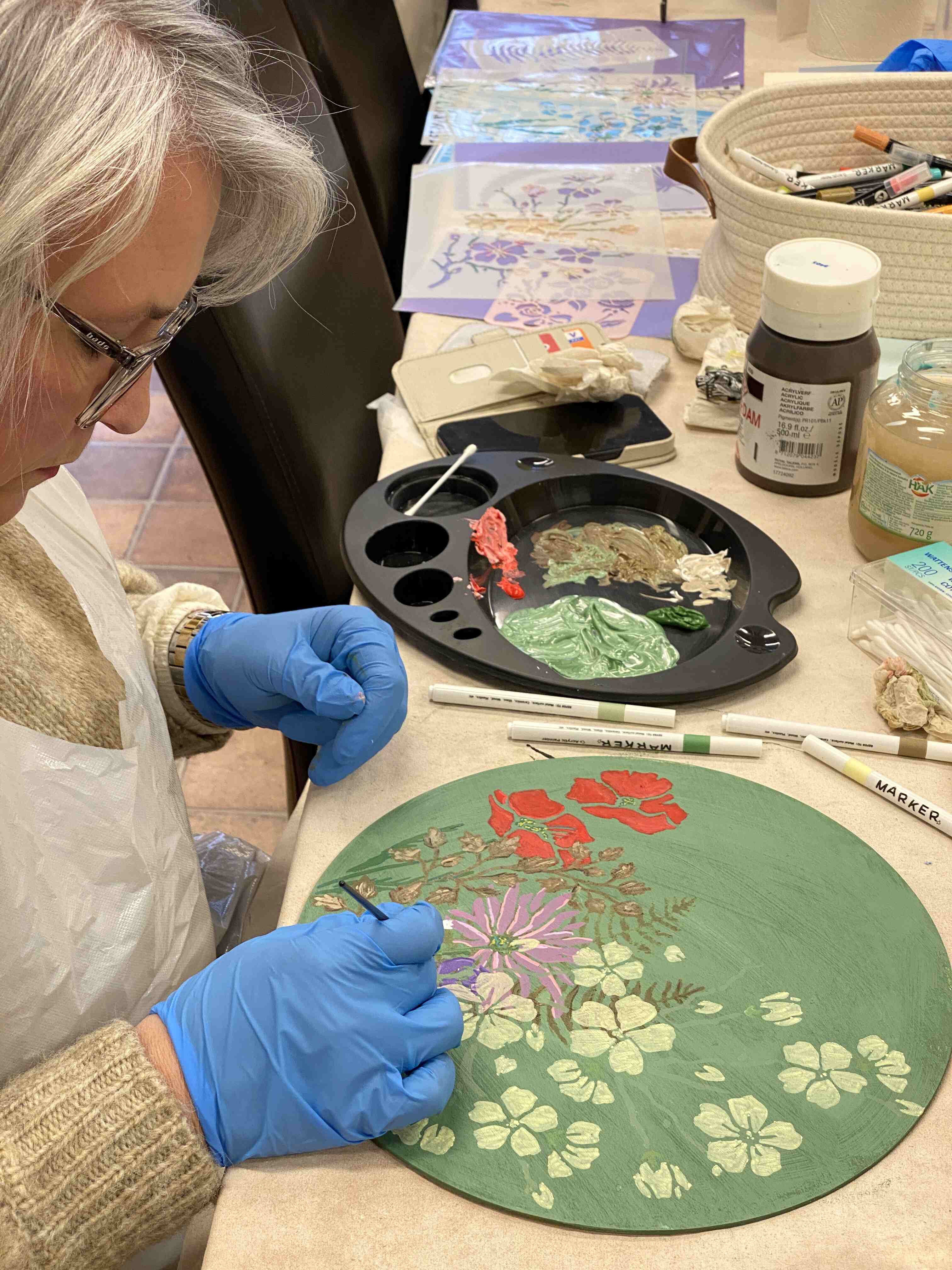 Houten muurcirkel (40cm) versieren. - Foto