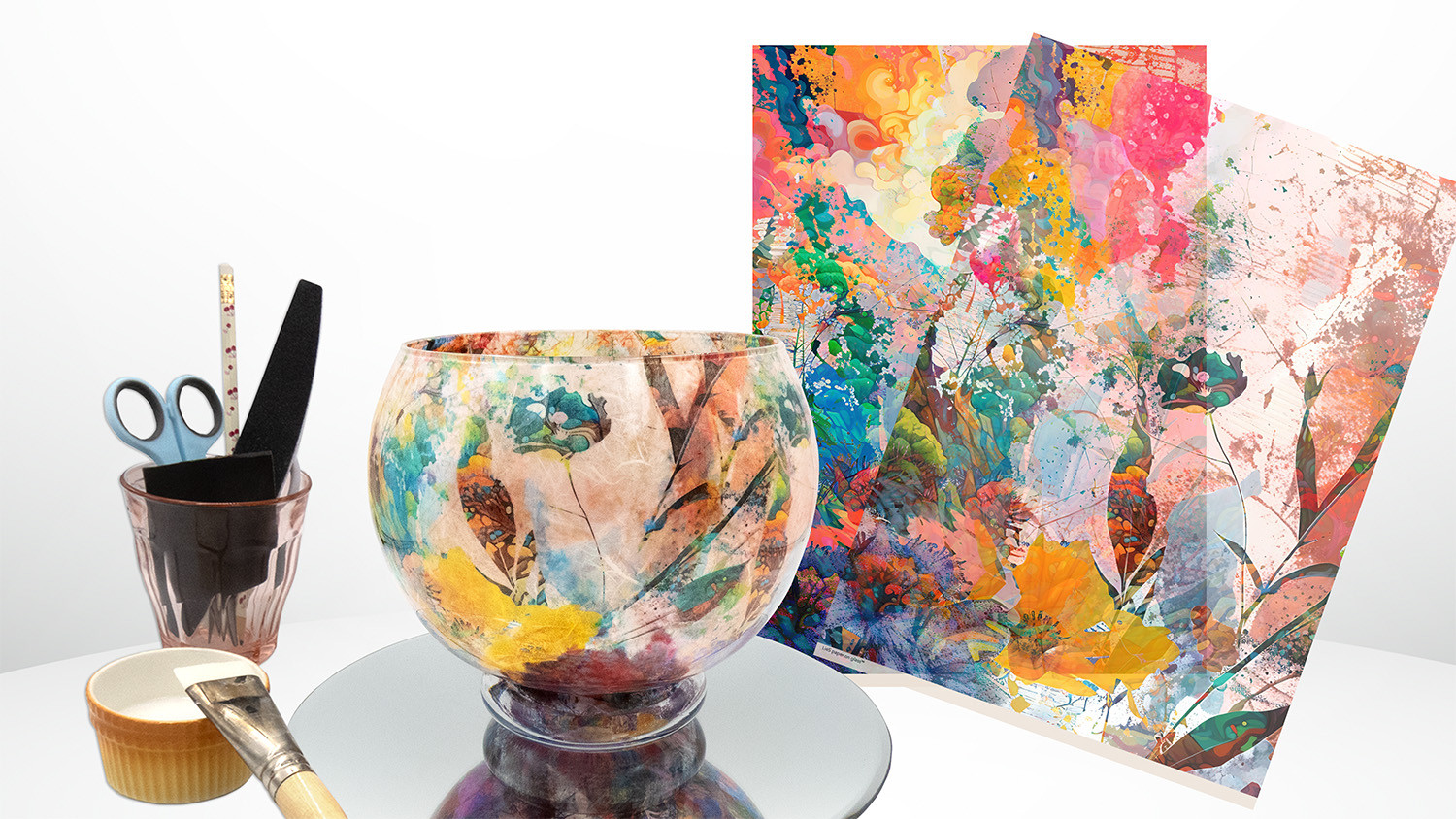 Workshop rijstpapier op glas - Foto