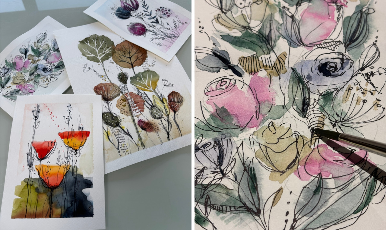 🌸 Aquarelworkshop: expressieve bloemen - stap voor stap - Foto