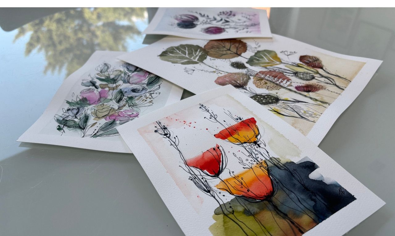 🎨 Expressieve bloemen in aquarel - Foto