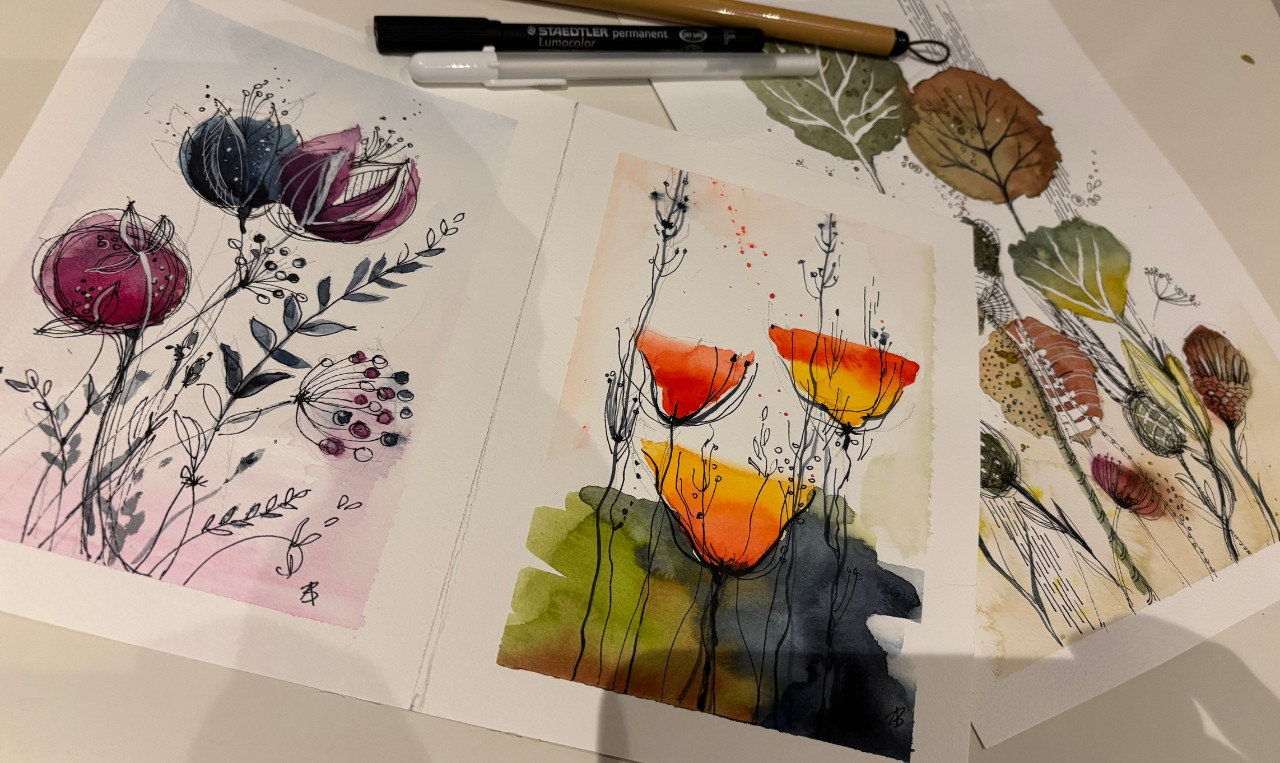 🎨 Expressieve bloemen in aquarel - Foto