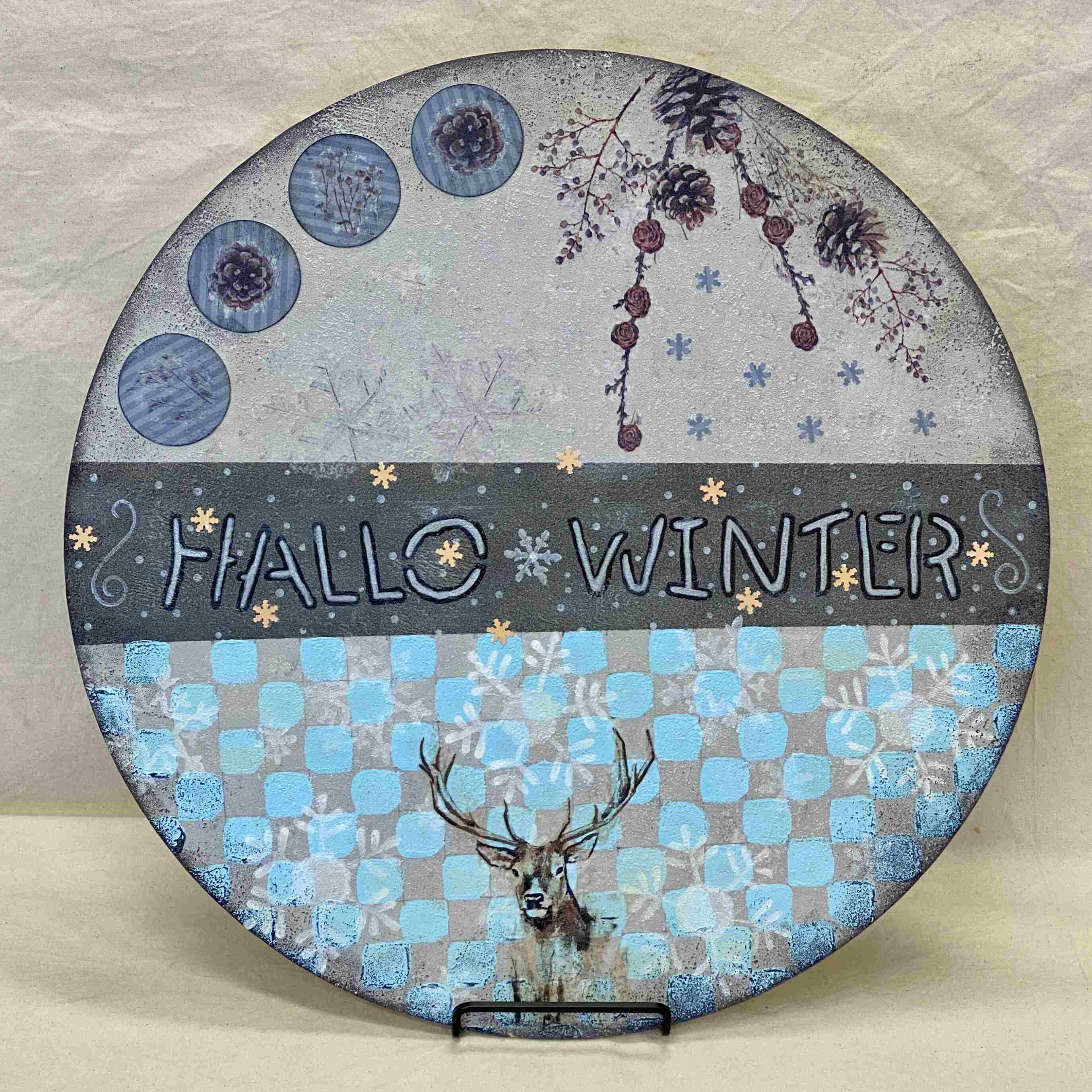 Houten muurcirkel (40cm) versieren. - Foto