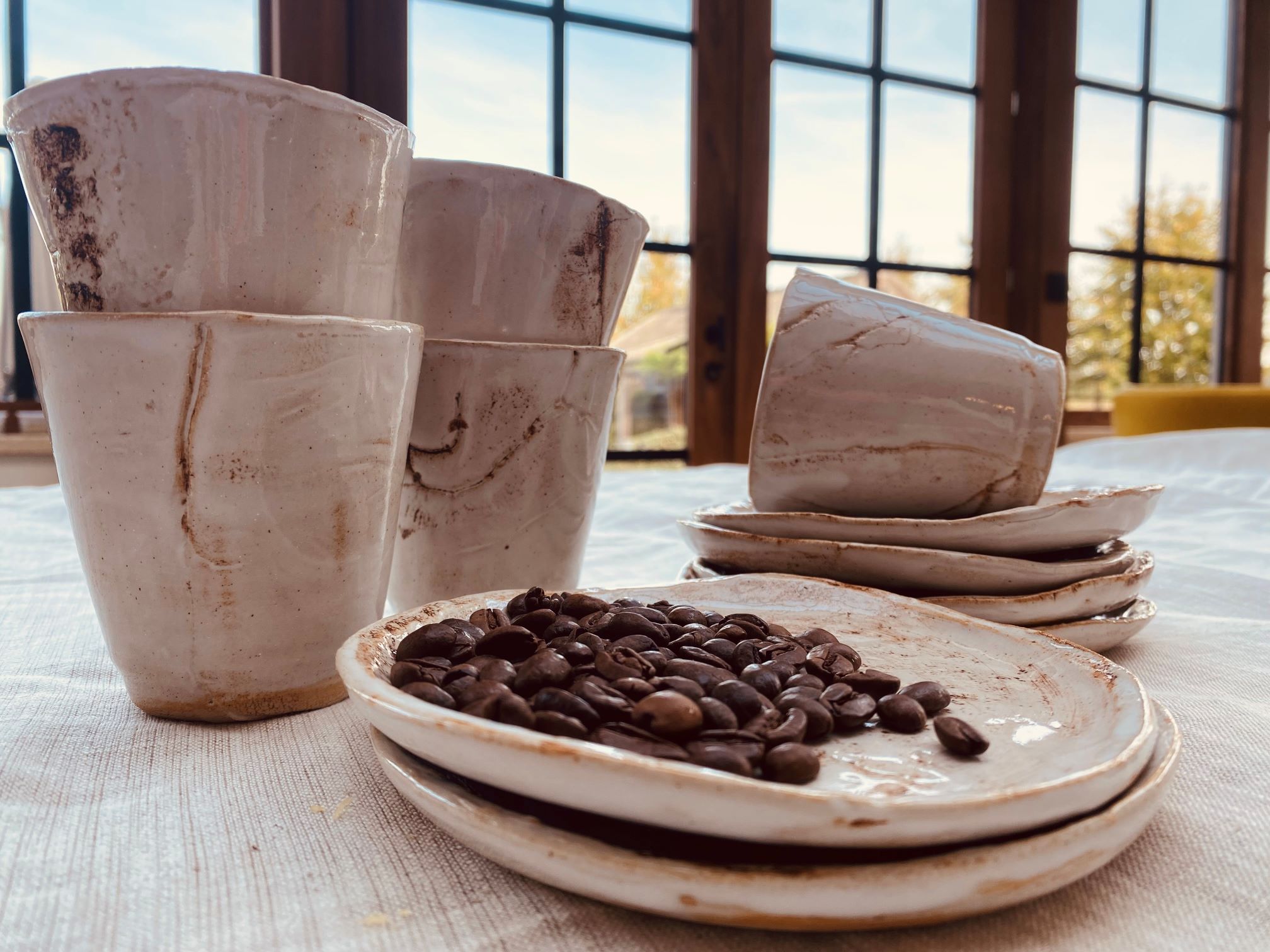 Mok of kopje met onderbord in Keramiek (4 stuks) workshop - Foto