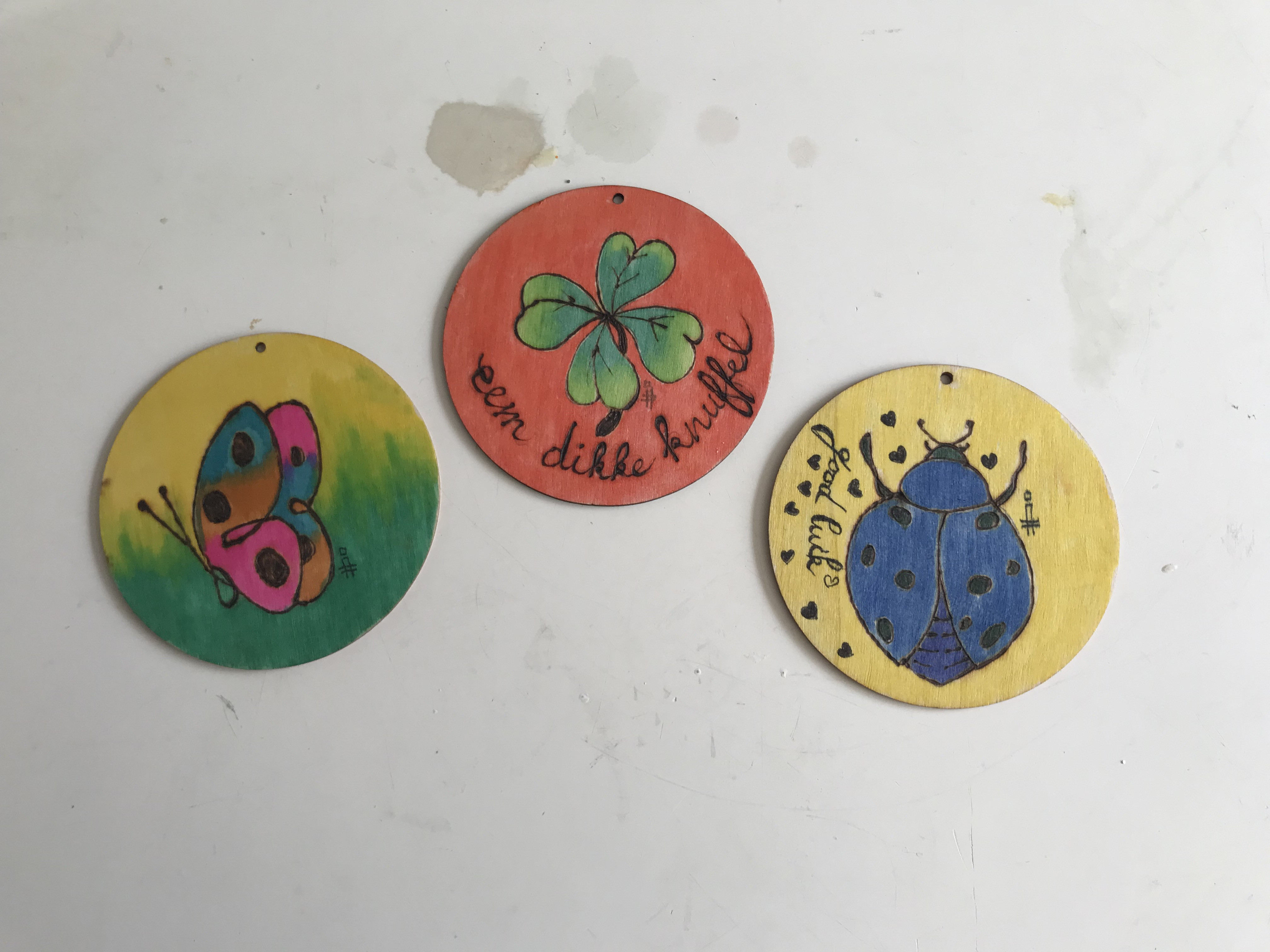 Pyrografie /houtbranden in combinatie met of zonder aquarel - Foto