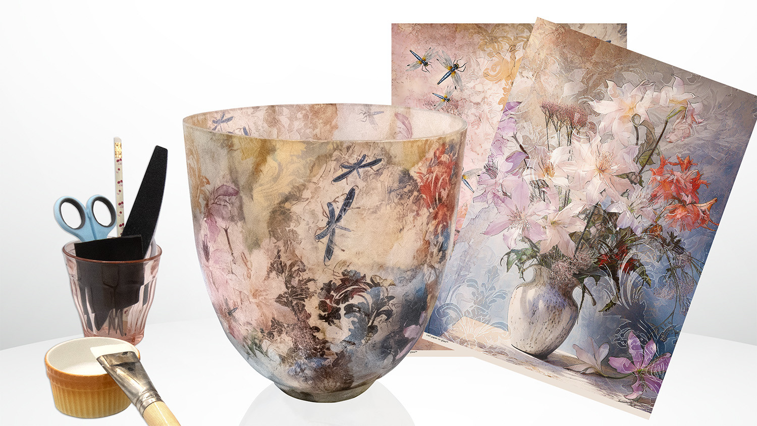 Workshop rijstpapier op glas - Foto