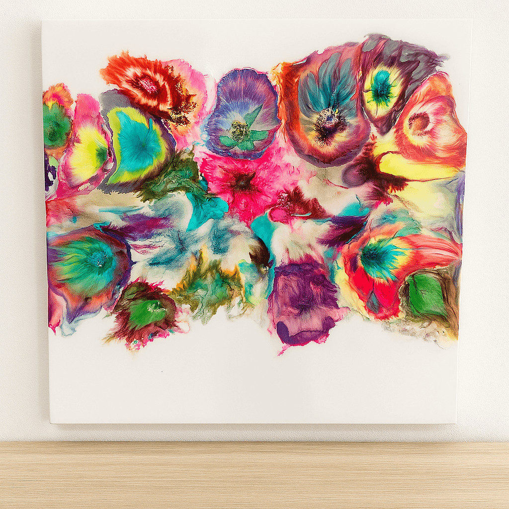 Epoxy/resin art: alcoholinkt op canvas - Foto