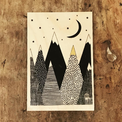 Workshop houten wenskaarten met prints