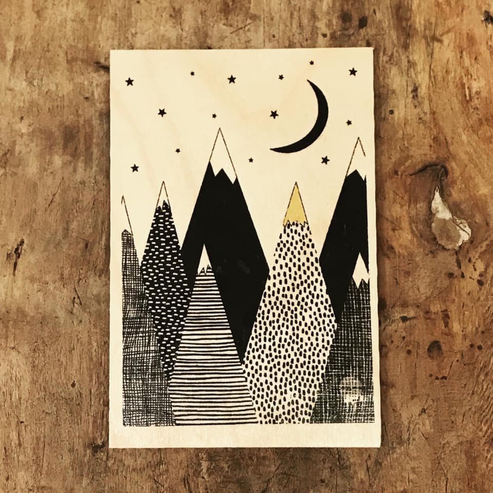 Workshop houten wenskaarten met prints - Foto