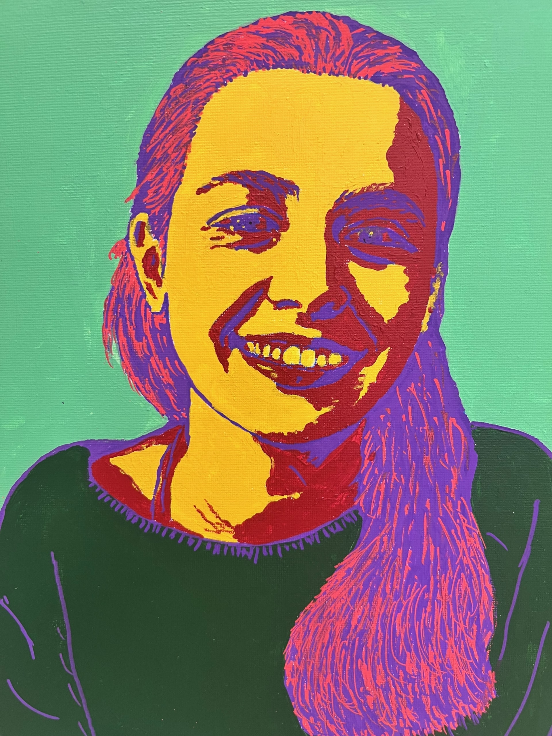 Ouder-tiener: Acryl: 2x pop art portret met AI (December) - Foto