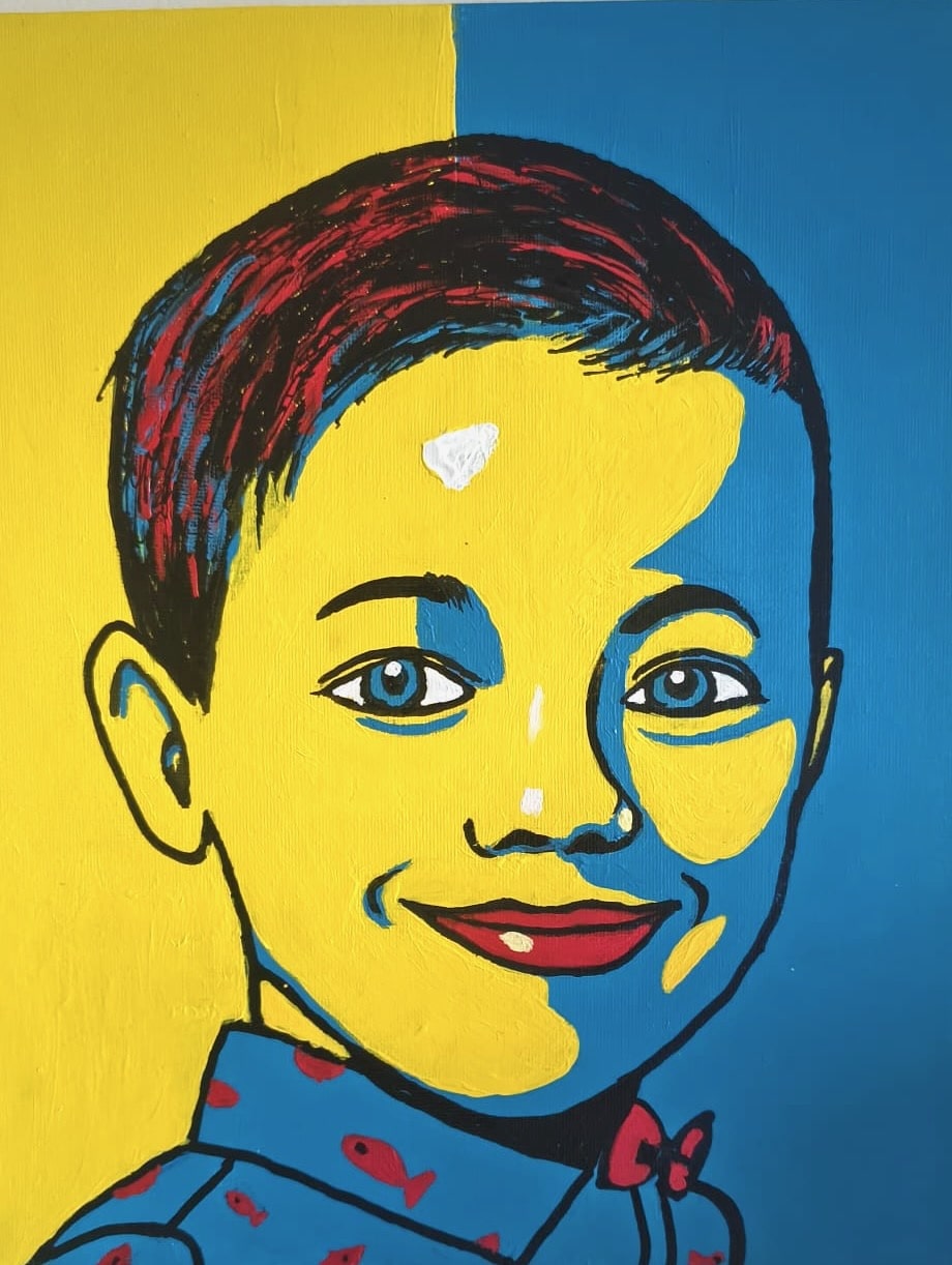 Ouder-tiener: Acryl: 2x pop art portret met AI (December) - Foto