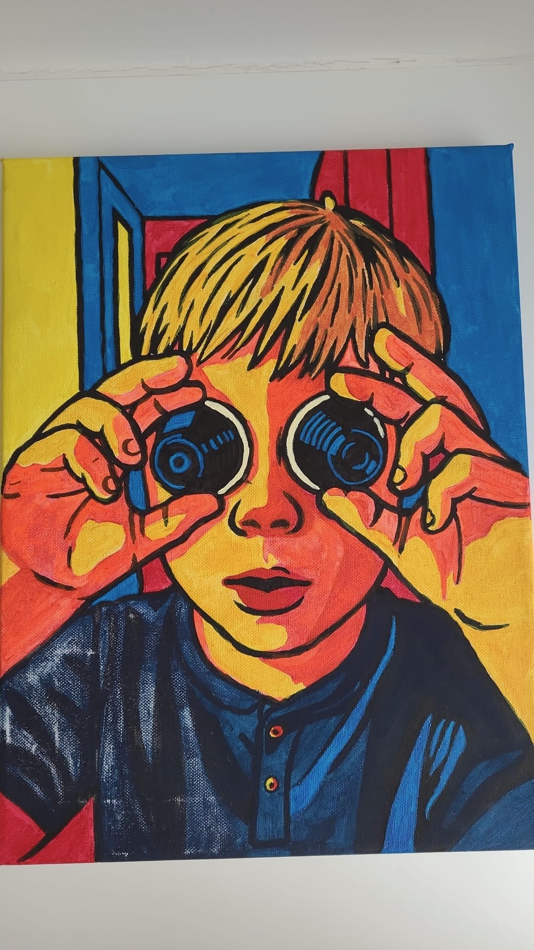 Ouder-tiener: Acryl: 2x pop art portret met AI (December) - Foto