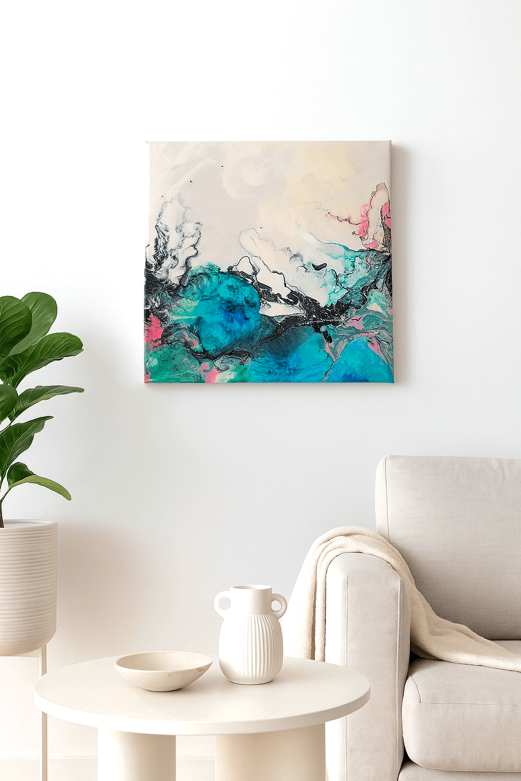 Epoxy/resin art: alcoholinkt op canvas (Februari)