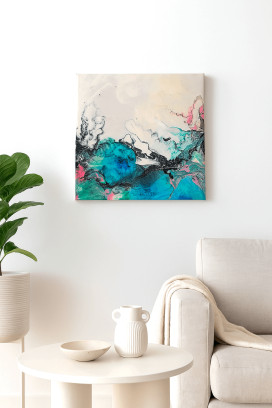 Epoxy/resin art: alcoholinkt op canvas (Februari)