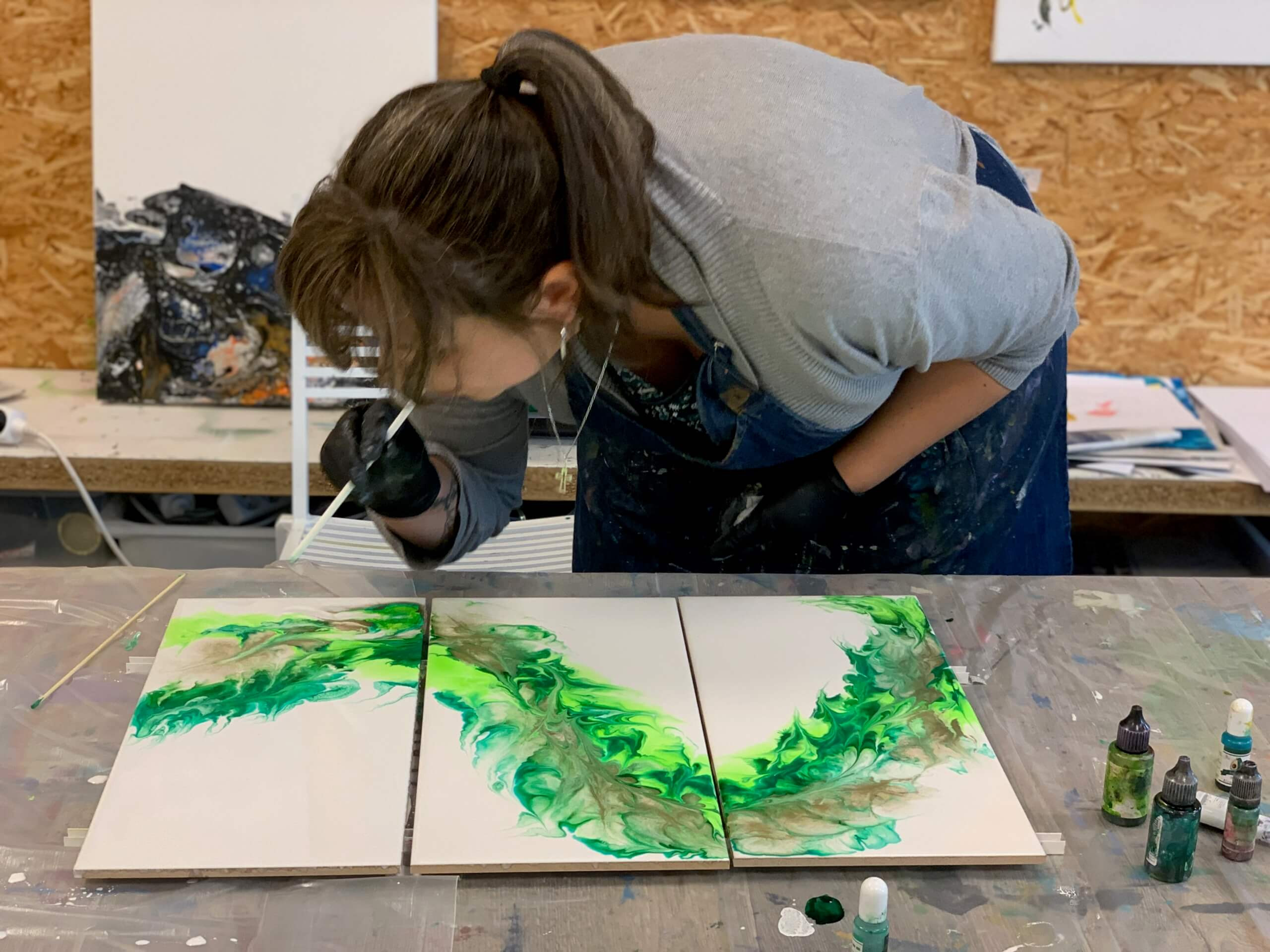 Epoxy/resin art: alcoholinkt op canvas (Februari) - Foto