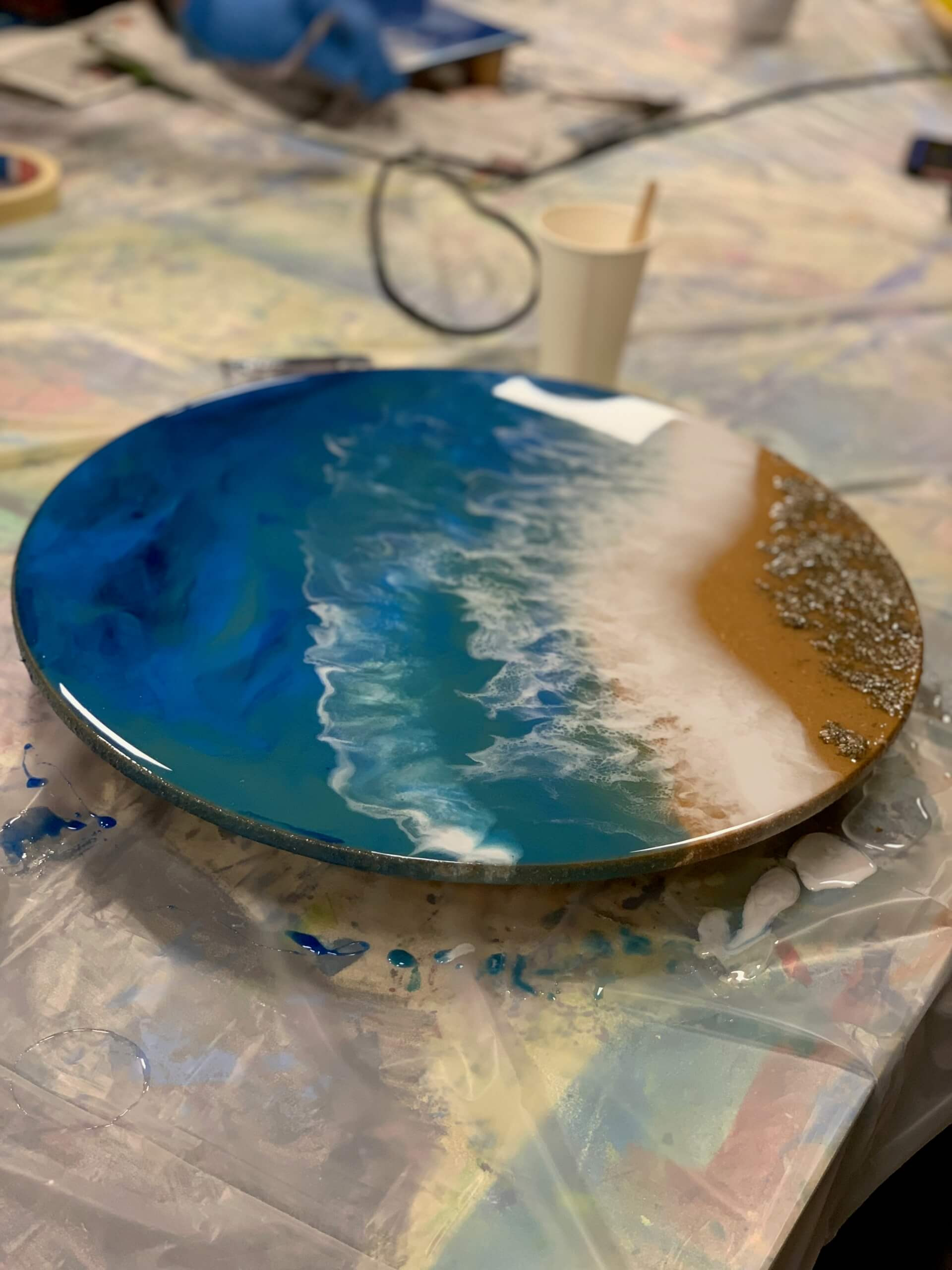 Epoxy/resin art: zeezicht (Juni) - Foto