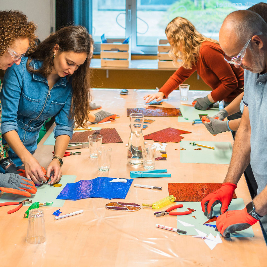 Glas in lood - bloemen boeket - Foto