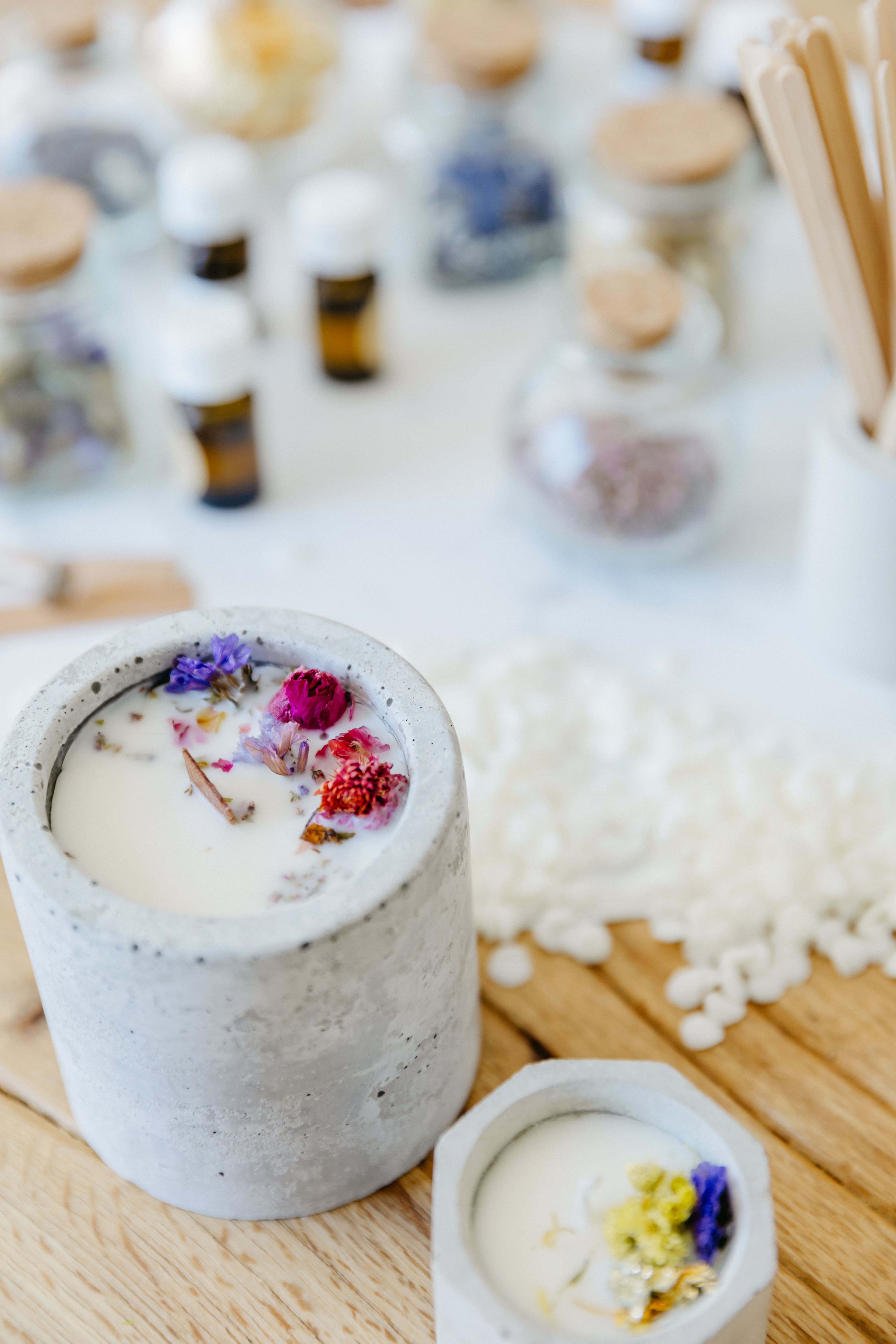 Ecologische geurkaarsen (beton) - workshop - Foto