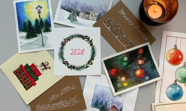 🎄Maak je eigen Kerst- of Nieuwjaarskaartjes met aquarel en aquamarkers🎄