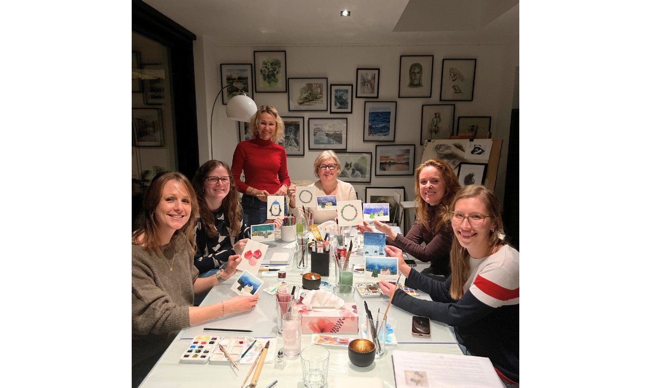 🎄Maak je eigen Kerst- of Nieuwjaarskaartjes met aquarel en aquamarkers🎄 - Foto