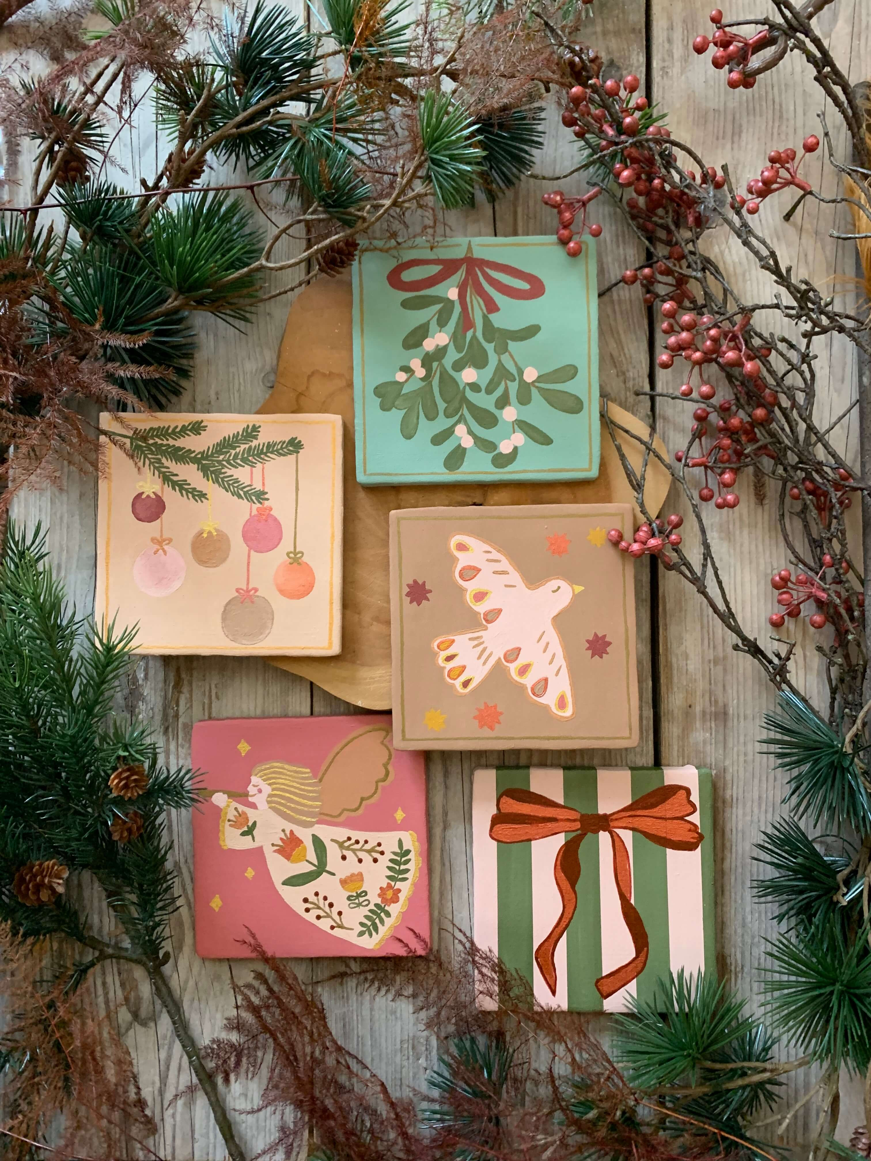 Workshop botanische (kerst) tegel schilderen - Foto