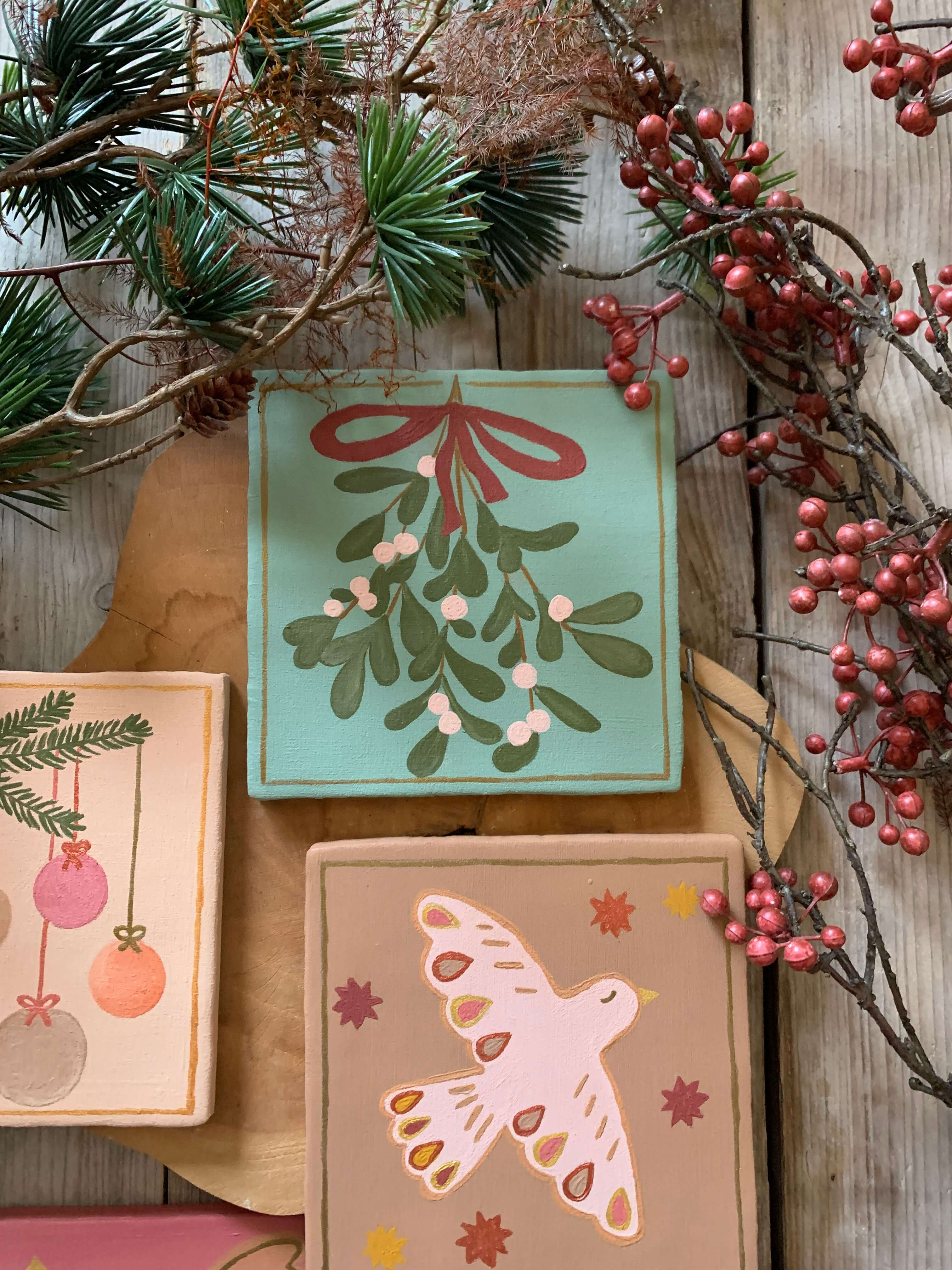 Workshop botanische (kerst) tegel schilderen - Foto