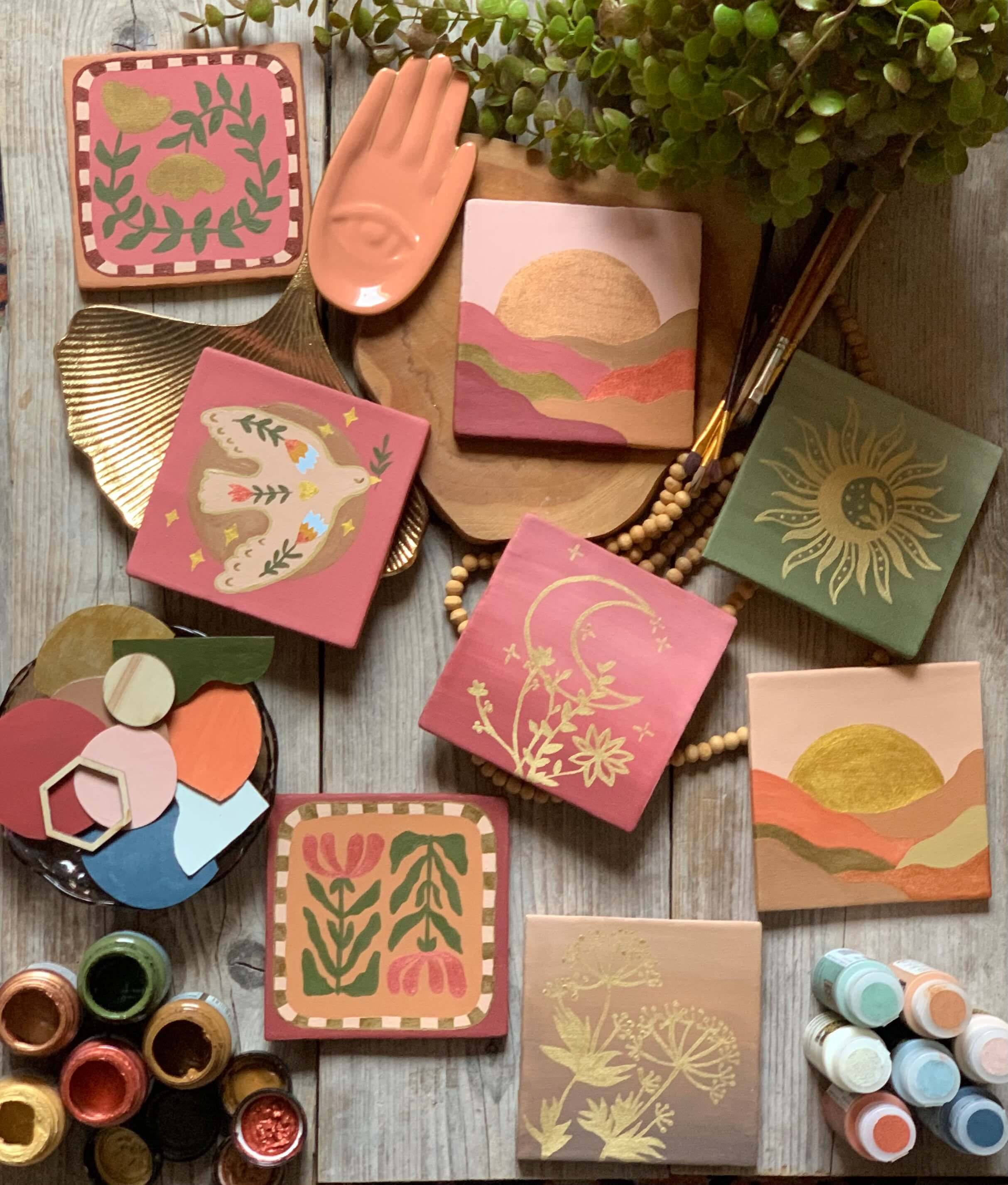 Workshop botanische (kerst) tegel schilderen - Foto