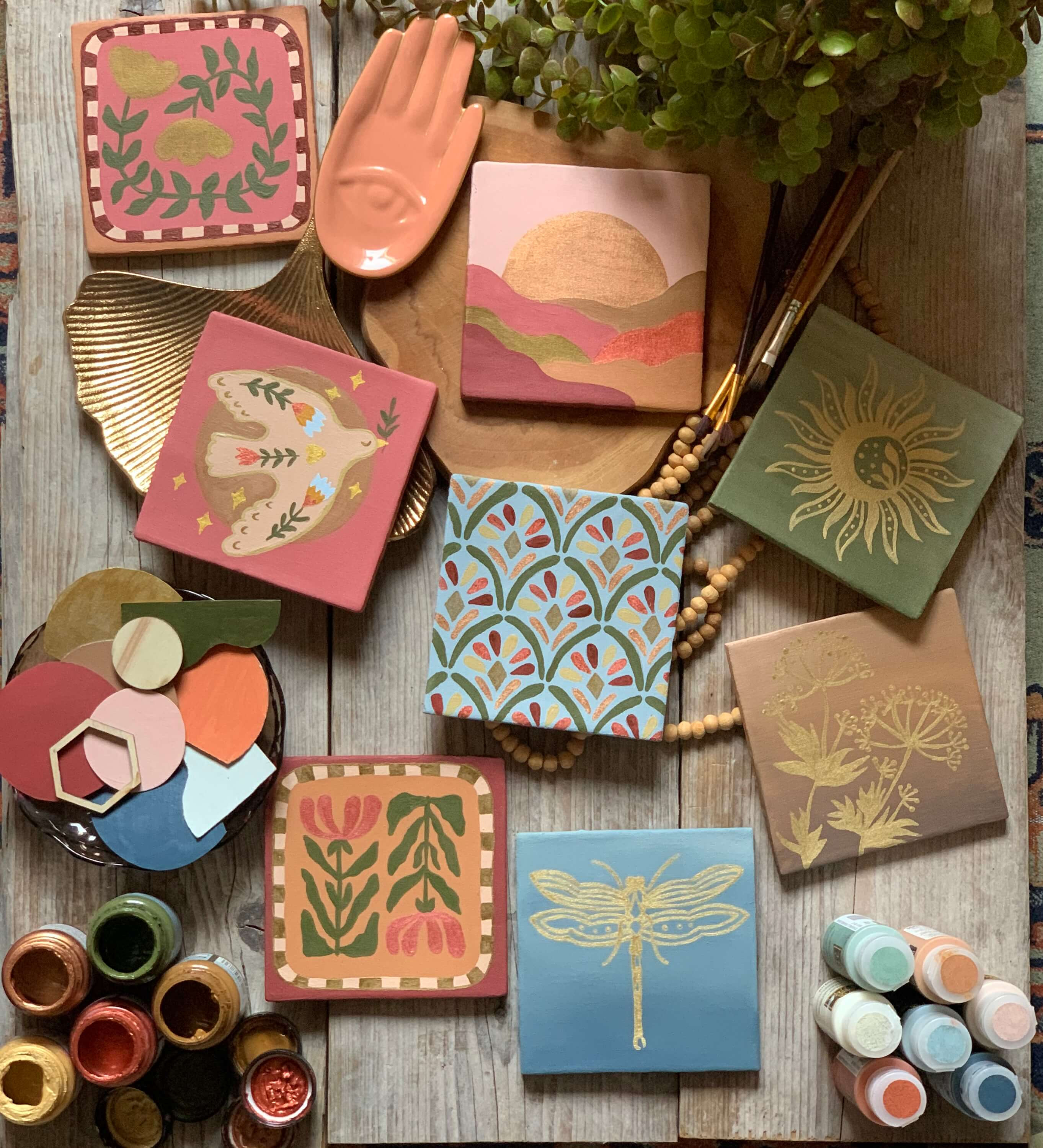 Workshop botanische (kerst) tegel schilderen - Foto