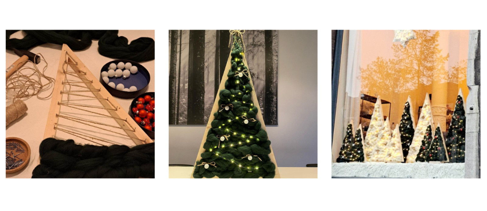 Workshop houten kerstboom met lontwol in provincie Limburg.