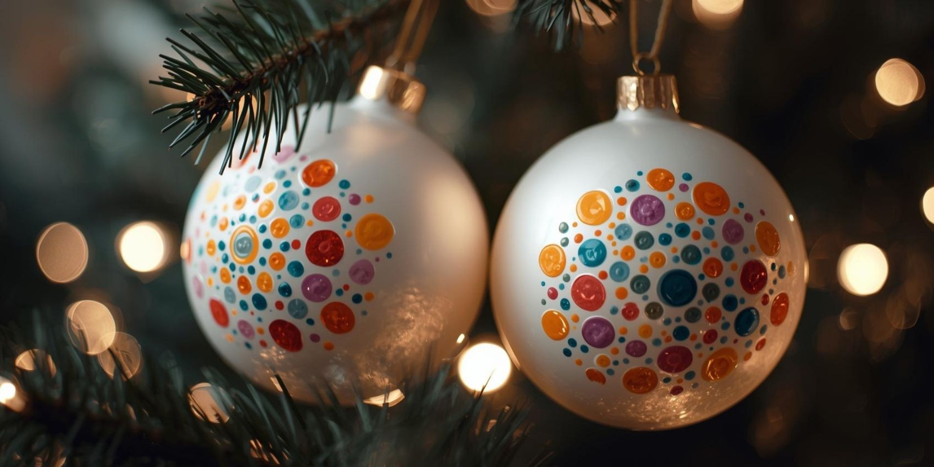 Kerstballen Stippen in Hilversum, Dotpainting. - Foto