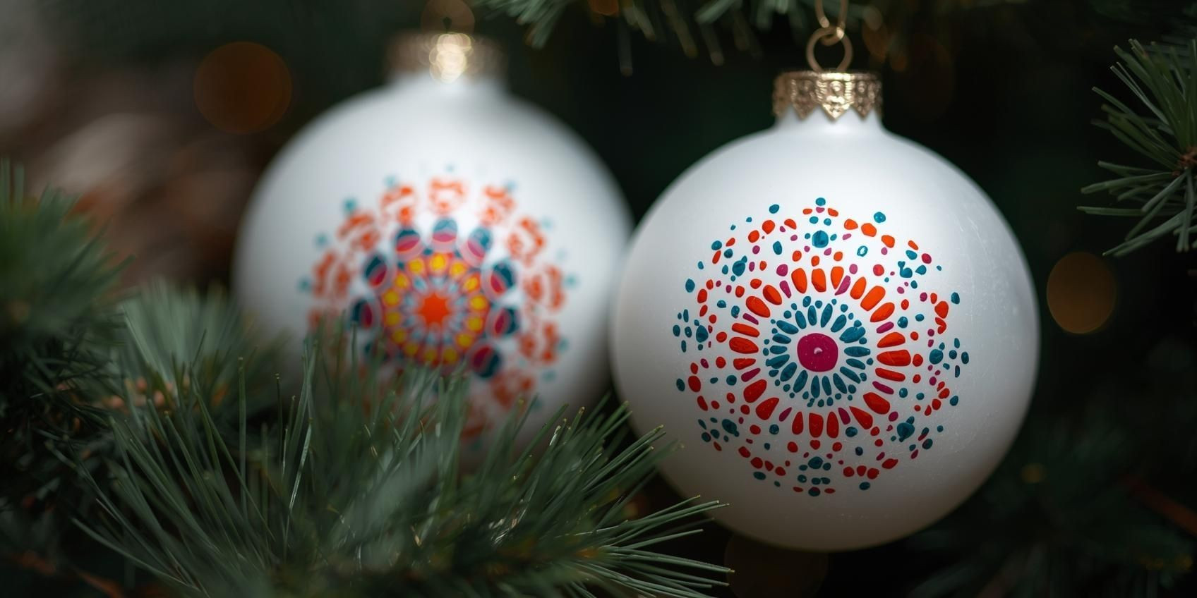 Kerstballen Stippen in Hilversum, Dotpainting. - Foto