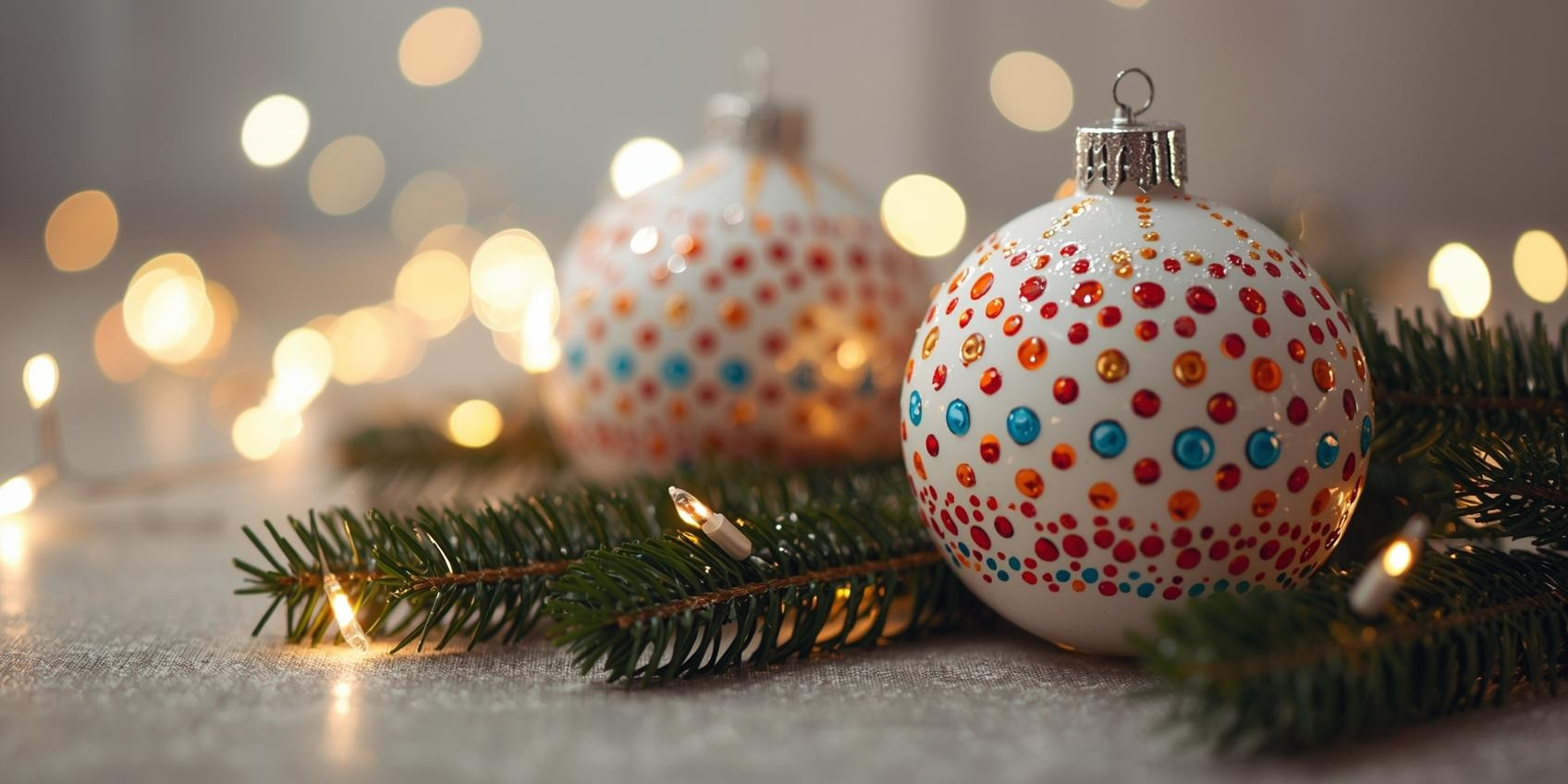 Kerstballen Stippen in Hilversum, Dotpainting. - Foto