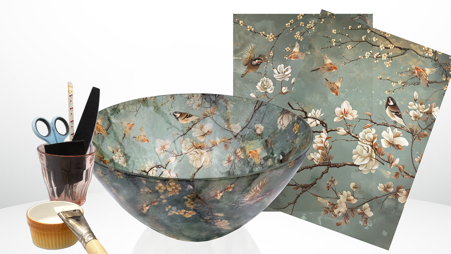 Workshop rijstpapier op glas - Foto