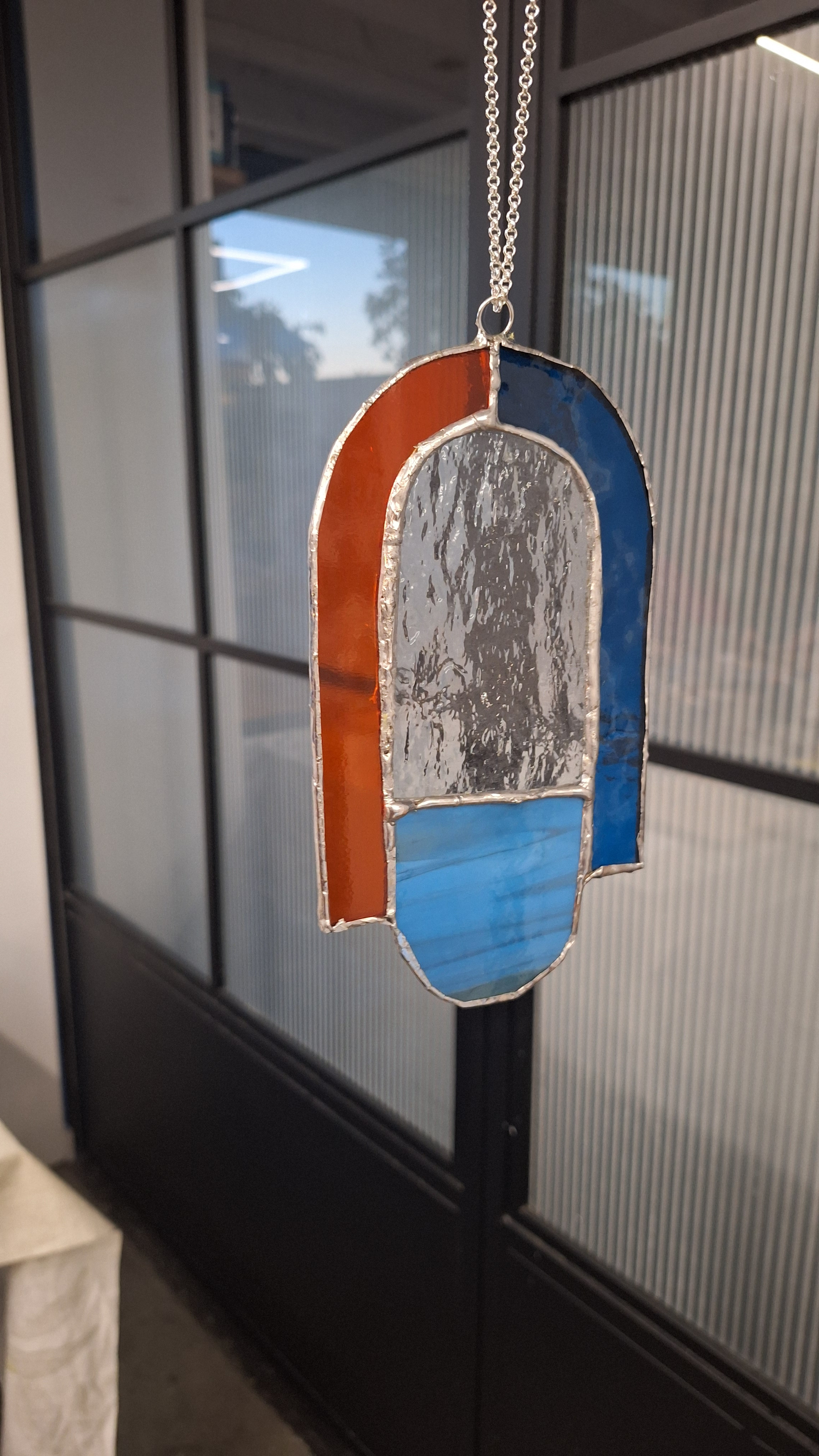 Workshop raamhanger glas in lood - koperfolie - Foto