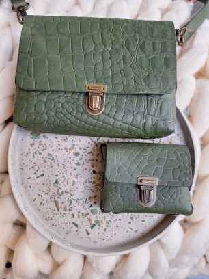 Workshop lederen handtas met portemonnee