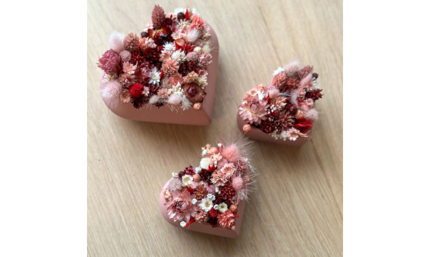 Valentijn workshop: 3 hartjes potjes met droogbloemen