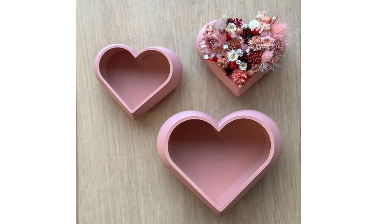 DIY-Pakket;3 hartjes potjes met droogbloemen - Foto