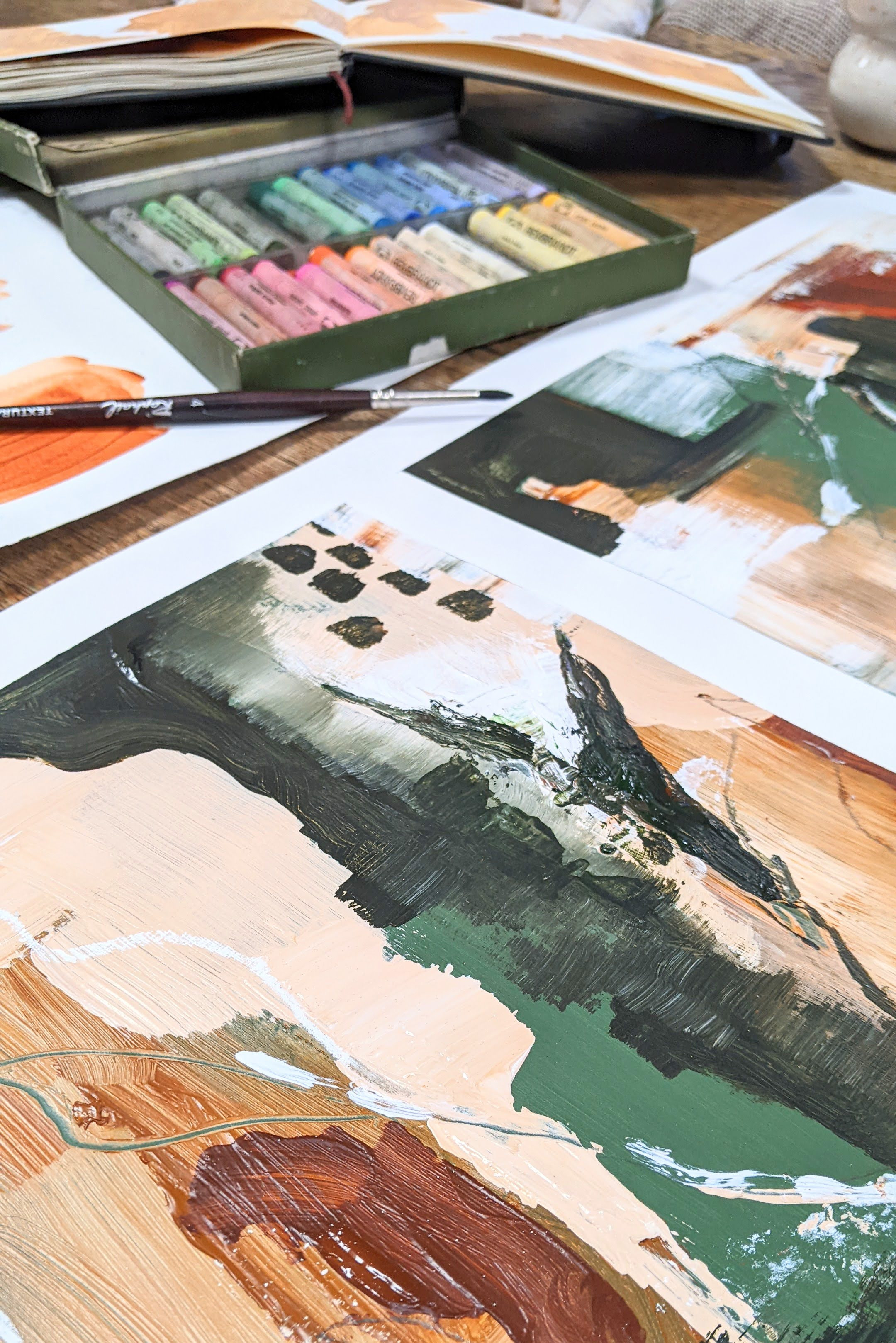 Dag Workshop 'Expressie in Acryl ' Abract Acryl schilderen! - Foto