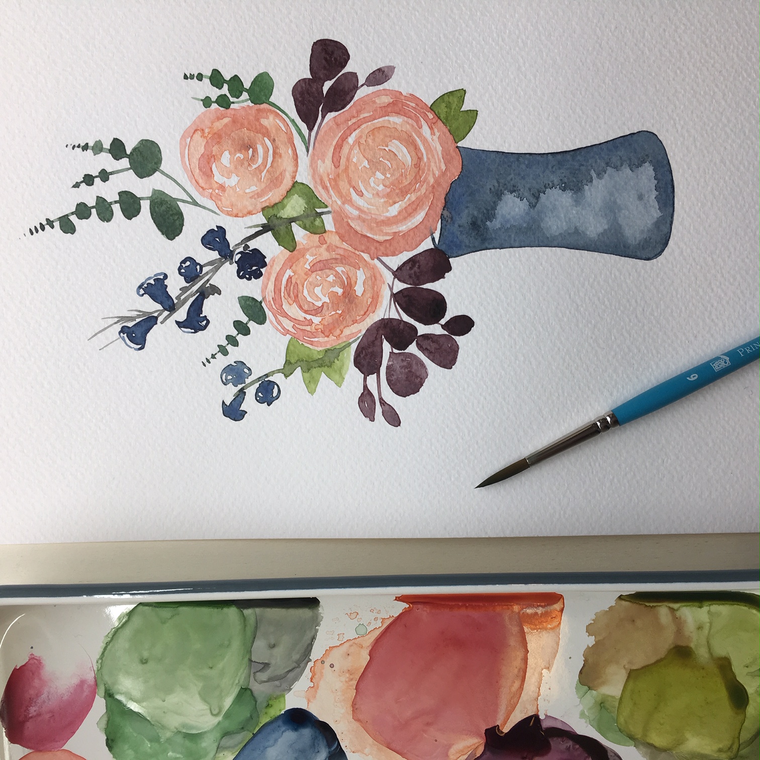 Bloemen met aquarel