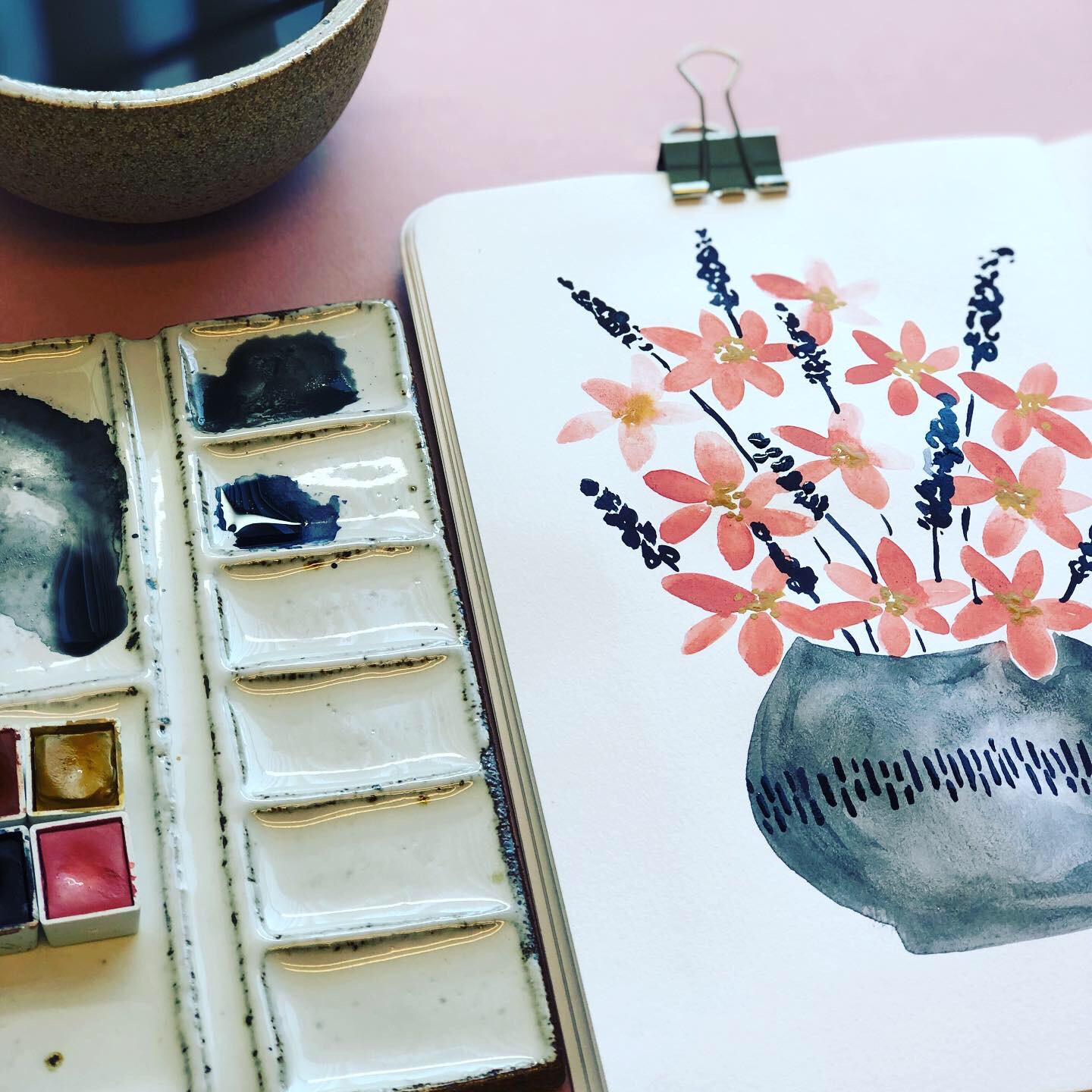 Bloemen met aquarel - Foto