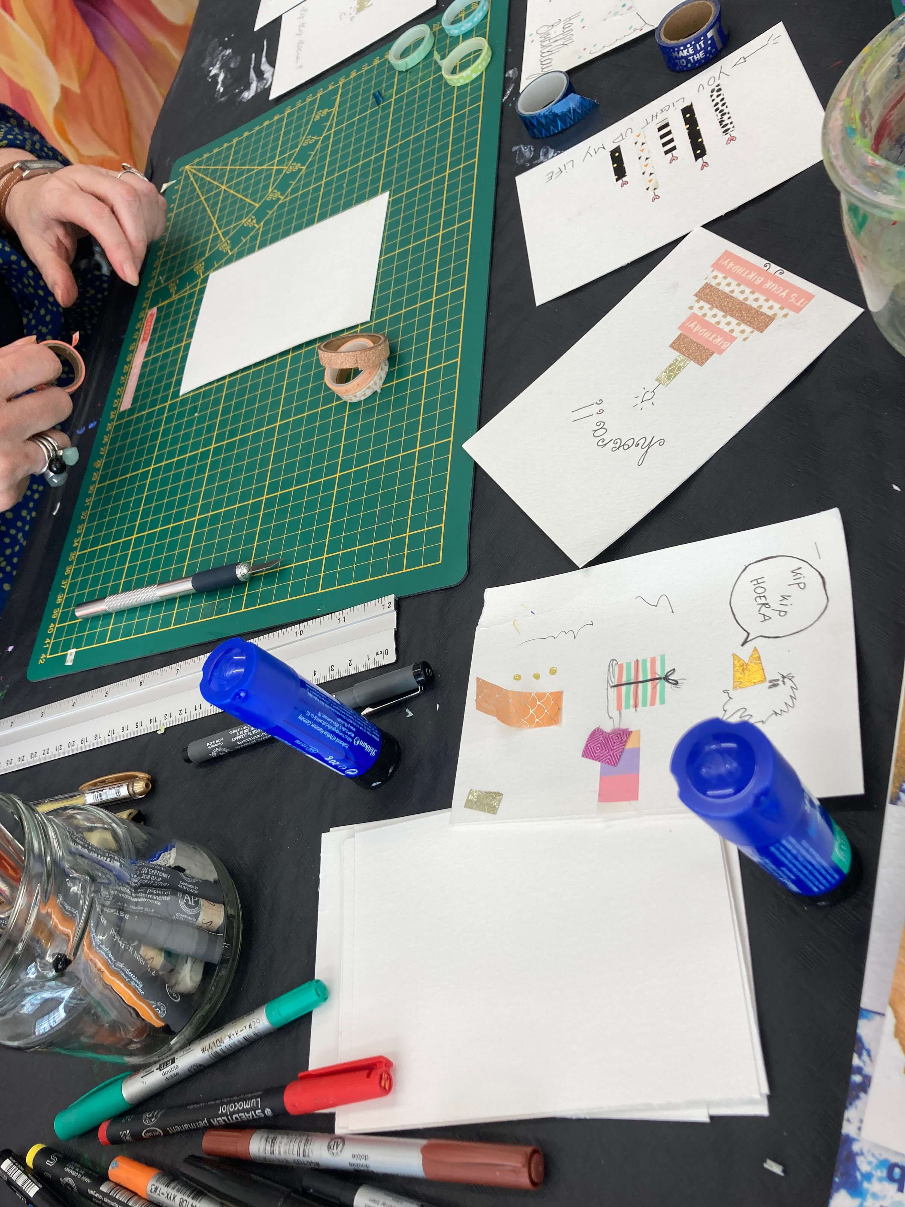 leuke kaartjes maken met washi-tape en fineliner - Foto