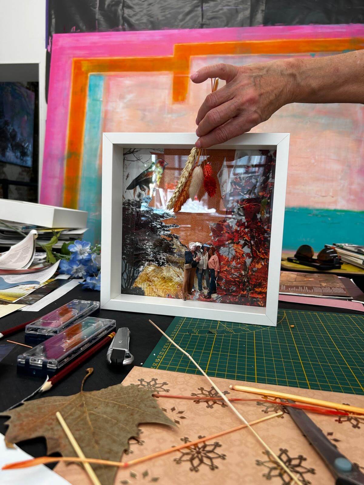 collage & mixed media, expeimenteren met technieken. - Foto