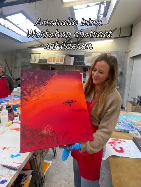 Creatieve workshop ; Wijn op Canvas - Abstract schilderen - Foto
