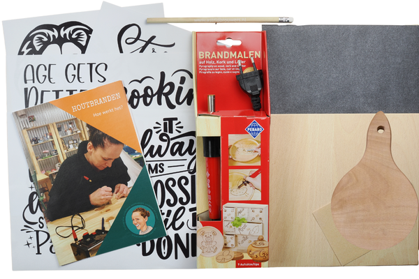 DIY pakket houtbranden / pyrografie snijplank vierkant