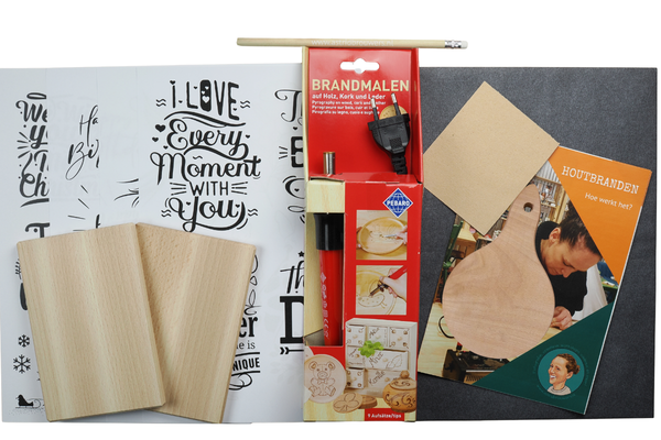 DIY pakket houtbranden / pyrografie 2 wenskaarten